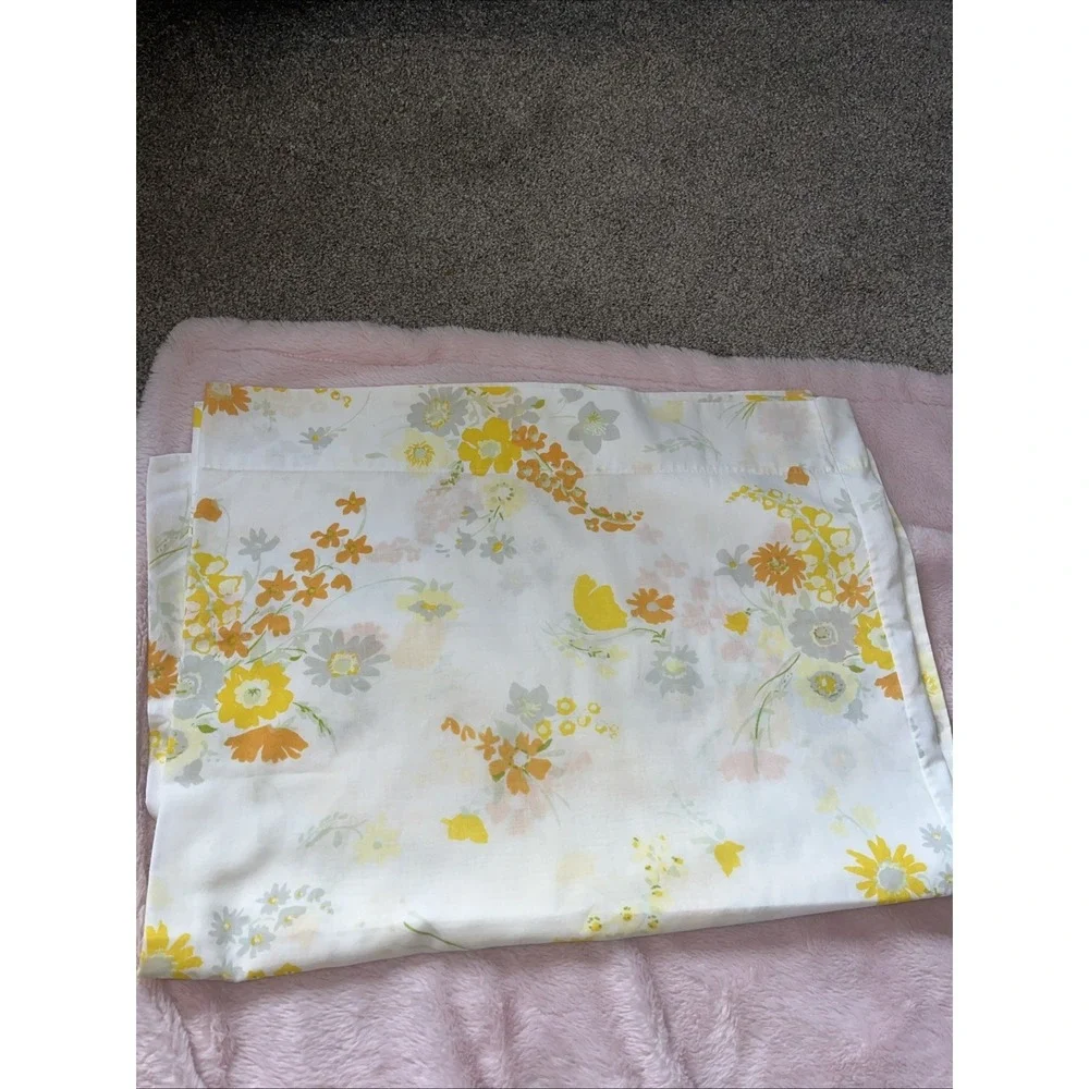 Vtg Pair Of Pillowcases Sears Roebuck Perma Prest‎ Muslim Floral Flower Yellow